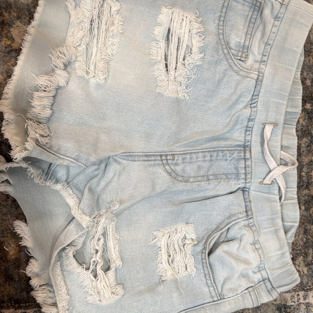 YMI Light Blue Ripped Jean Shorts